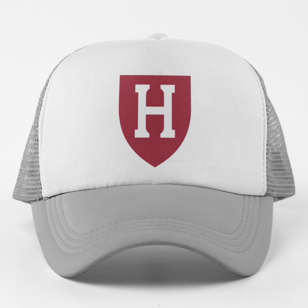 NEW Harvard Crimson Shield H Foam Trucker Mesh Snapback Hat WHITE GREY